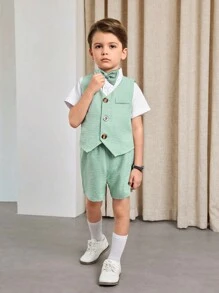 2pcs/Set Young Boy Formal Green Suit