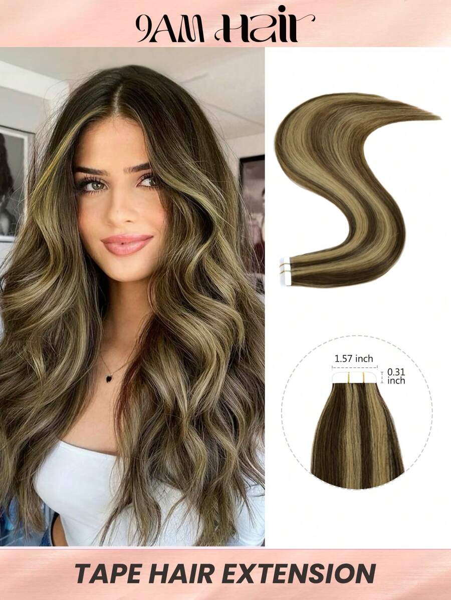 Premium Tape In Hair Extensions Human Hair Skin Weft Tape In Straight Thick Natural Hair Extensions Tape In Hair Tape Ins Hair Extensions - SP4/27 - View 1