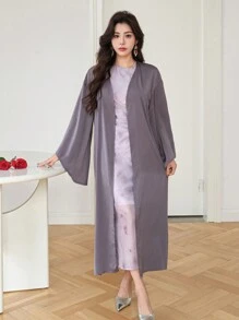 DAZY Nuevo conjunto de 2 piezas con estampado floral de primavera y cintura elástica para mujeres, conjunto informal de ropa de estar en casa para el Día de San Valentín - Morado - Ver 3