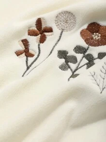 FRIFUL Women's Round Neck Long Sleeve Floral Embroidered Print T-Shirt, Autumn