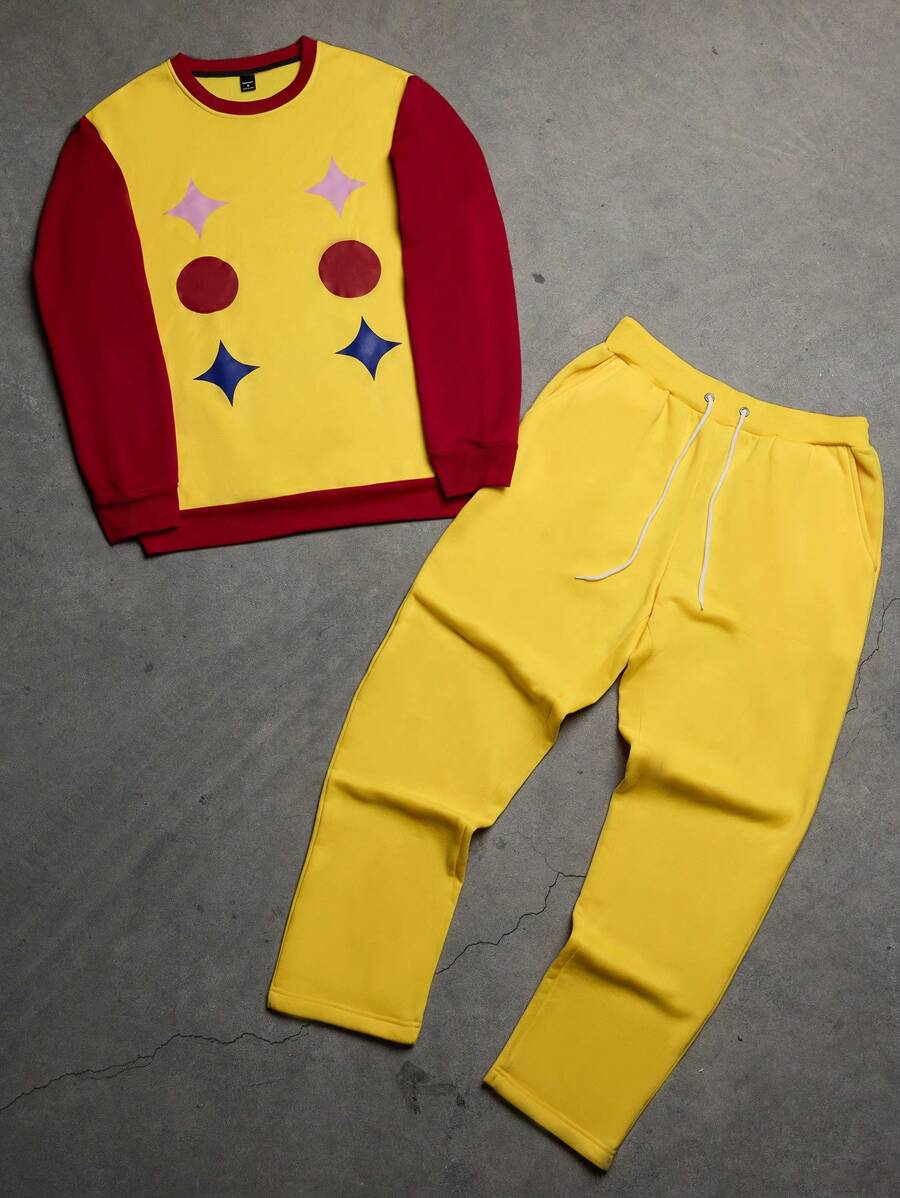 Manfinity Roghcode Men's Geometric Print Long Sleeve Sweatshirt And Sweatpants Set - Multicolor - View 1