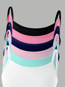 6pcs Young Girl Minimalist Fashion Floral Vest Undergarment Set