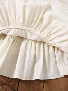 SHEIN 2025 Spring & Summer New Young Girls' Multi-Layer Ruffle Hem Skirt, Simple & Comfortable Versatile, Suitable For Daily Activities, Outings And Social Gatherings - Apricot - View 3