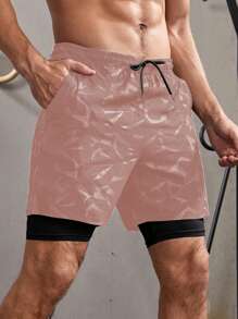 Manfinity Running Pantaloncini da uomo con stampa della testa di bue geometrica e vita con cordoncino