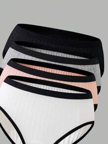 8 peças Conjunto de Roupas Íntimas de Algodão de Textura Sólida para Meninas, Pré-adolescentes