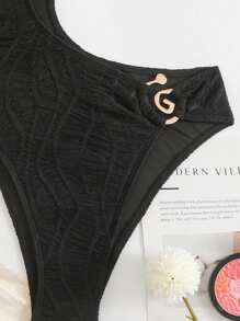 Swim SXY Springbreak 女士性感度假休闲派对夏季海滩纯黑色无线连体泳衣