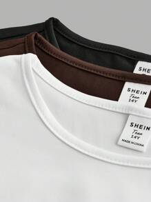 3pcs/Set Elegant Casual Solid Color All-Match Fitted Long Sleeve T-Shirt Combo For Teen Girl, Multi-Color, Versatile