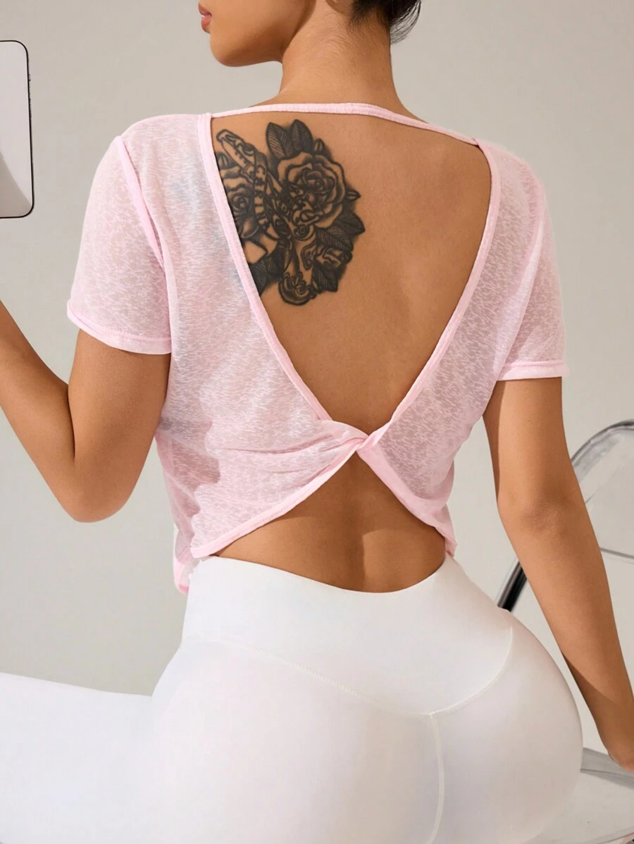 Sovereign Charm 字母图案落肩连帽短款运动 T 恤 - 淺粉色 - 查看 1