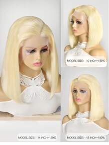 金發鮑勃假髮人發 13X4 前蕾絲假髮預拔毛 150%-180%密度 613 鮑勃假髮 - S613 - 查看 6