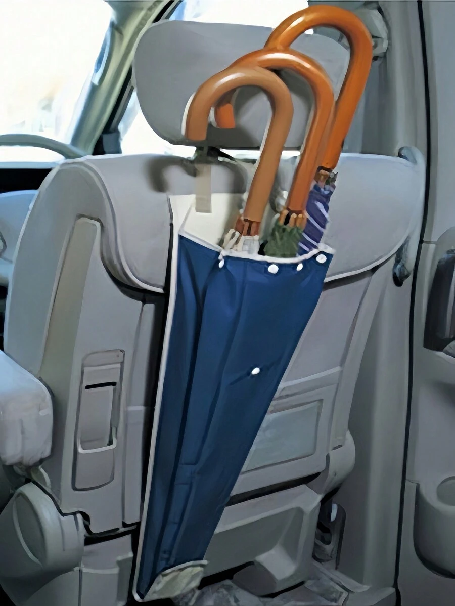1 Pezzo Ombrello da auto impermeabile da 86cm, ripiegabile, con doppio uso, borsa appendibile per sedile posteriore, borsa portaombrello - Blu