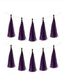 SHEIN 5pcs/Bag Colorful Tissue Tassel Banner, Tissue Ribbon Tassel Party Background Hanging Decoration, Suitable For Weddings, Birthdays, Single Lady, Parties