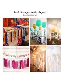 SHEIN 5pcs/Bag Colorful Tissue Tassel Banner, Tissue Ribbon Tassel Party Background Hanging Decoration, Suitable For Weddings, Birthdays, Single Lady, Parties