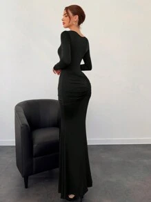 Aloruh Autumn/Winter New Brown Midi Dress For Women