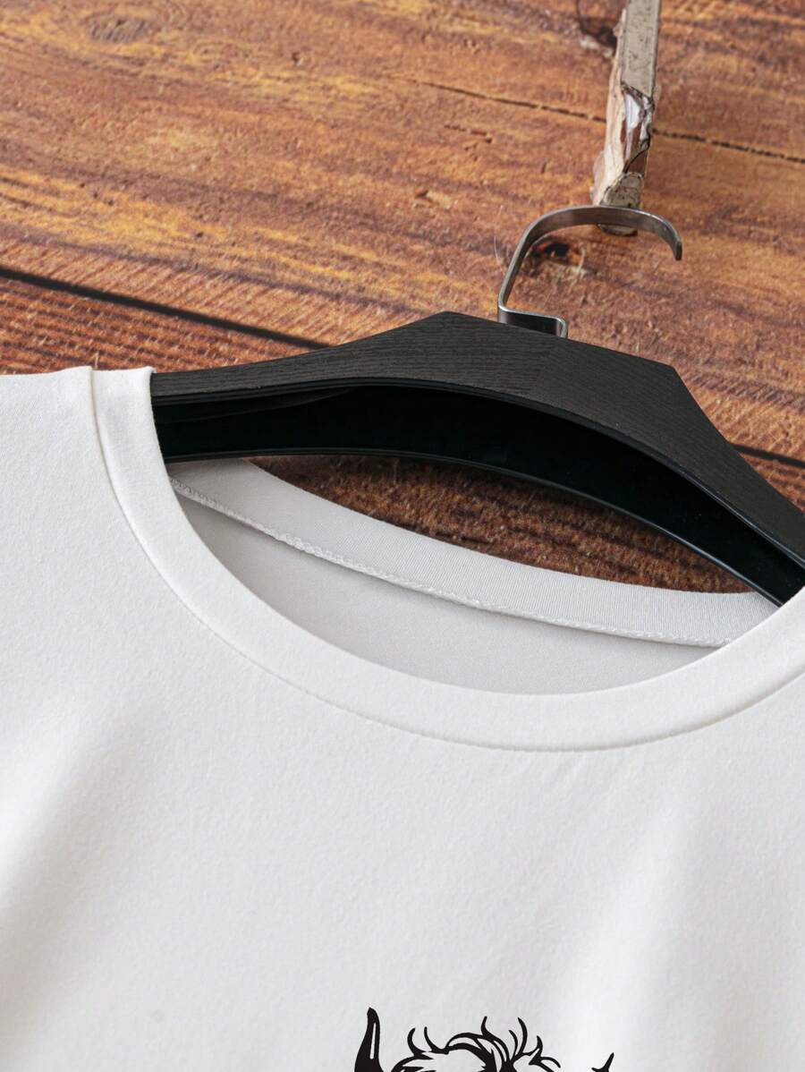SHEIN LUNE Cow Letter Print Round Neck Fashionable Plus Size Women T shein-lune-cow-letter-print-round-neck-fashionable-plus-size-women-t