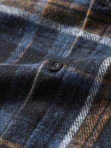 Manfinity Homme Giacca camicia casual da uomo con bottoni frontali, maniche lunghe e tasche, a quadri