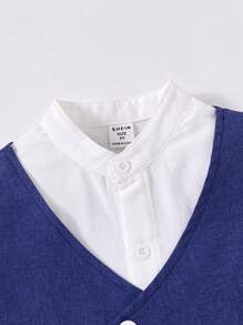 2 Pieces Young Boys Casual Sport Academy With Asymmetric Vest Jacket Suit And Collar Basic Shirt And Suit Shorts, Buy Suit Set With Basic Shirt High Cost-Effective Multi-Piece Suit Set Kids Outfits Young Boy Clothes Back To School Boys Set Suitable For Birthday Party, Party, Performance, Wedding, Baptism, School Opening Ceremony Suitable For Daily Suitable For School Suitable For Travel Suitable For Spring And Summer Season