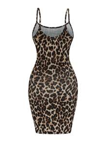 SHEIN LUNE Đầm ôm body họa tiết da báo cỡ lớn có túi, váy ngắn gợi cảm thường ngày bằng vải gân, váy làm mát, trang phục giải tỏa căng thẳng, đồ mặc nhà thời trang thanh lịch dành cho nữ - Nhiều màu - Xem 4