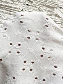 EMERY ROSE Women's Solid Lace Lantern Sleeve Crew Neck Top, Elegant For Workday And Everyday Wear