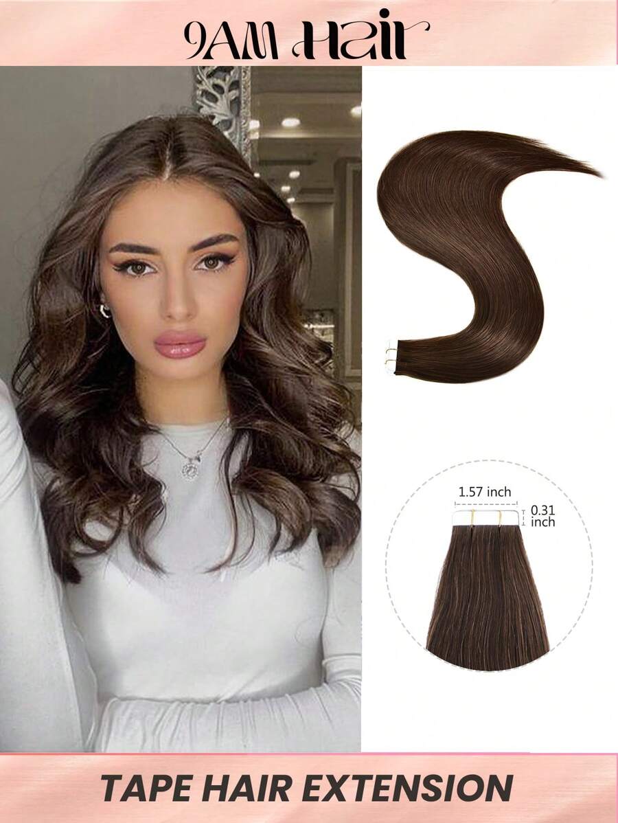 Premium Tape In Hair Extensions Human Hair Skin Weft Tape In Straight Thick Natural Hair Extensions Tape In Hair Tape Ins Hair Extensions - S2 - View 1