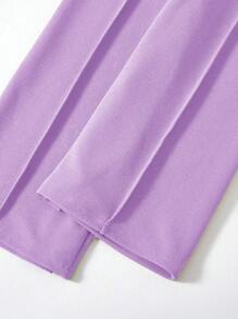 SHEIN 2 件套休闲都市拼接色块二合一衬衫和阔腿裤套装，适合青少年女孩