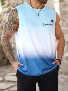 Manfinity Homme Plus Size Men's Letter & Palm Tree Graphic Tank Top - Multicolor - View 4