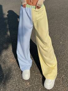 Muchica 女式字母印花休闲宽松条纹裤