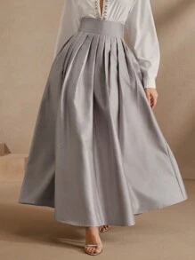 Anewsta High Waist Elegant Puff Skirt, Retro Style - Silver - View 6