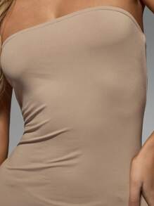 MISSGUIDED Strapless Bodycon Maxi Dress Floor Length Form Fitting Evening Gown Party Wedding Guest Banquet Formal Occasion Dress - Coffee - View 6