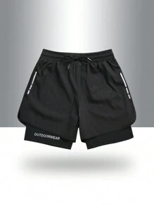 Manfinity Sport Corelite Men's Printed Drawstring Waist Casual Sports Shorts, Daily Leisure Wear