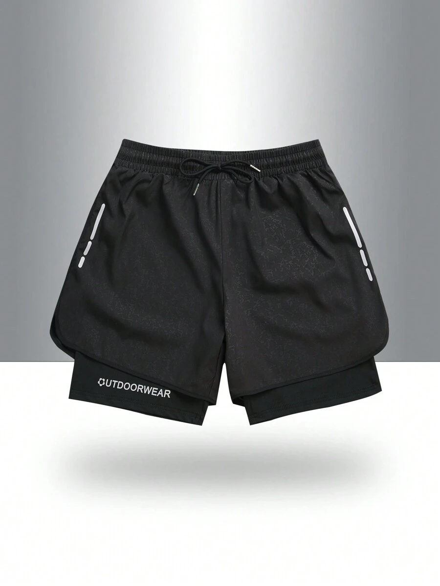 Manfinity Sport Corelite Men's Printed Drawstring Waist Casual Sports Shorts, Daily Leisure Wear