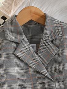 SHEIN Meisjes Koreaanse stijl blazer en geplooide rok pak, herfst