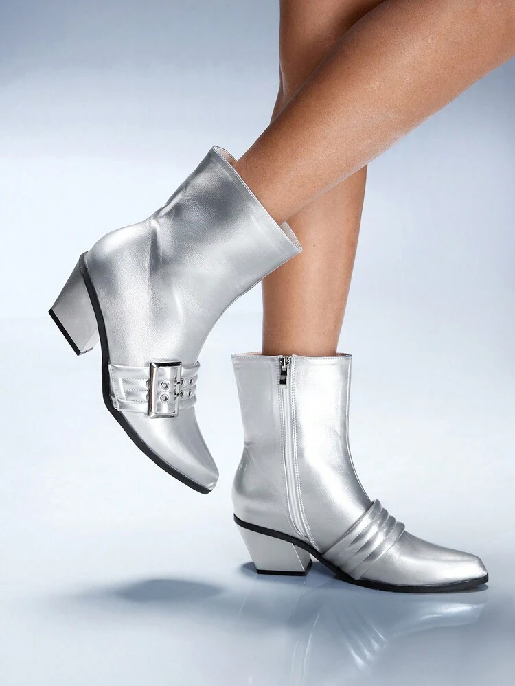 CUCCOO GRLICON Women's Mid-Calf Boots, Y2K Style, Punk Rock, Biker, Cool Girl Outfit, Suitable For Halloween, Christmas, Party