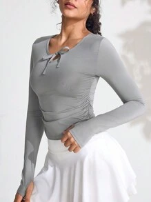 SHEIN Sports XH046 运动瑜伽透气修身跑步户外T恤 - 深灰色 - 查看 4