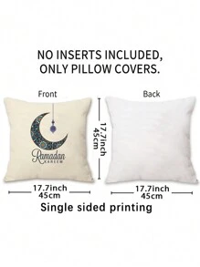 1 件斋月节日枕套无枕芯星星月亮灯笼印花靠垫套适用于客厅沙发卧室氛围装饰 - 彩色 - 查看 3