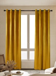 1 件金色加厚穿孔窗帘，意大利天鹅绒材质，欧式隔热窗帘，适用于活动派对、客厅和卧室门窗装饰、秋季装饰、秋季装饰、房间装饰 - 金色 - 查看 3