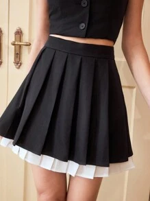 Vintamour 复古优雅女士百褶裙（黑白款），百搭情人节夏季情人节商务休闲女士复活节教堂服装女士办公室服装女士老钱风格女士夏季女士服装教堂服装女士