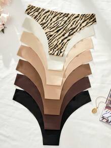 7 Stücke/Packung nahtlose bedruckte & einfarbige Damen Höschen mit tiefer Taille