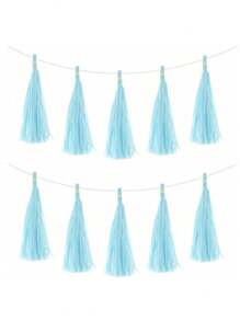 SHEIN 5pcs/Bag Colorful Tissue Tassel Banner, Tissue Ribbon Tassel Party Background Hanging Decoration, Suitable For Weddings, Birthdays, Single Lady, Parties