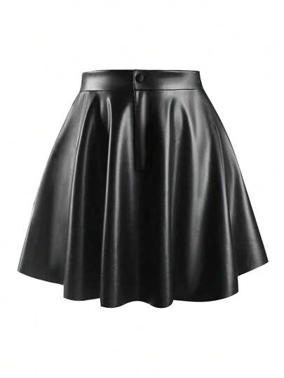 SHEIN LUNE Plus Size Women Versatile Slimming A-Line Skirt, Suitable For All Seasons