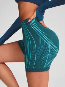 Innovista 女士无缝运动紧身短裤，透气高弹速干健身裤。高腰收腹压缩健身服，动态印花塑身衣，前卫独特的健身运动服，塑身高性能裤，适合骑行、自行车、跑步、有氧运动、力量训练、普拉提、拳击、户外、徒步、露营、越野跑、瑜伽、排球、攀岩、音乐节、派对、电动、底层、绿色、Y3K、秋季、情人节、中腰 - 綠色 - 查看 7