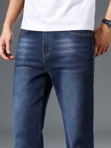 Manfinity Homme Jeans en denim minimaliste avec poche grande taille pour homme, porter casual au quotidien
