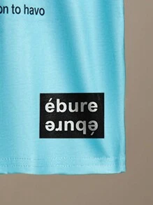 SHEIN Camiseta de manga corta para niño, nuevo estilo de primavera y verano, camiseta de cuello redondo de marca de con estampado divertido de luna, tierra y símbolos, informal, holgada y cómoda, conjuntos a juego familiar