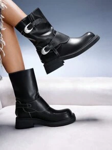 CUCCOO GRLICON Damen Y2K Punk Stil Knöchel Stiefel, geeignet für Halloween, Weihnachten, Party Outfits - Schwarz - Übersicht 3