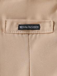 Young Girl Patchwork Pleated Colorblock Detail Long Sleeve Dress - Khaki - View 3