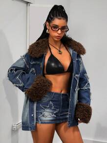 SHEIN ICON Women's Simple Fashion Casual Denim Jacket, Everyday Wear