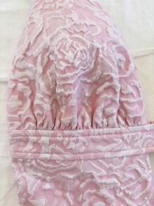 Soleia 女士粉红玫瑰印花压花吊带裙可爱连衣裙，度假和情人节风格 - 淺粉色 - 查看 3