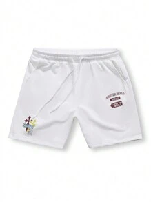 Gym Rark Quần short thể thao thường ngày in họa tiết túi thắt nơ phía trước cho nam - trắng - Xem 1