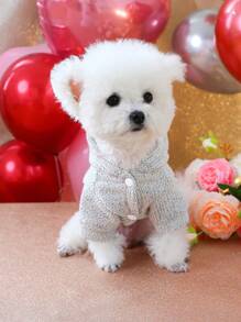 PETSIN 1 件宠物心形装饰夹克，适合贵宾犬、比熊犬、约克夏犬，春季/秋季 - 灰色 - 查看 3
