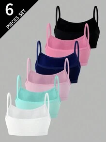 6pcs Young Girl Minimalist Fashion Floral Vest Undergarment Set