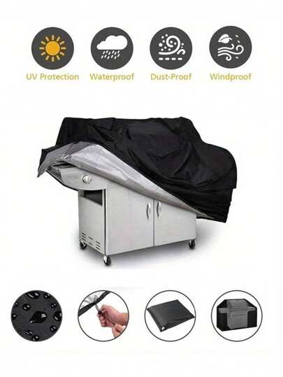 1 件黑色 3D 防水防尘重型烧烤罩，多种尺寸适合户外使用、学校、办公室、家庭、旅行、包、组织、存储、烧烤架存储袋